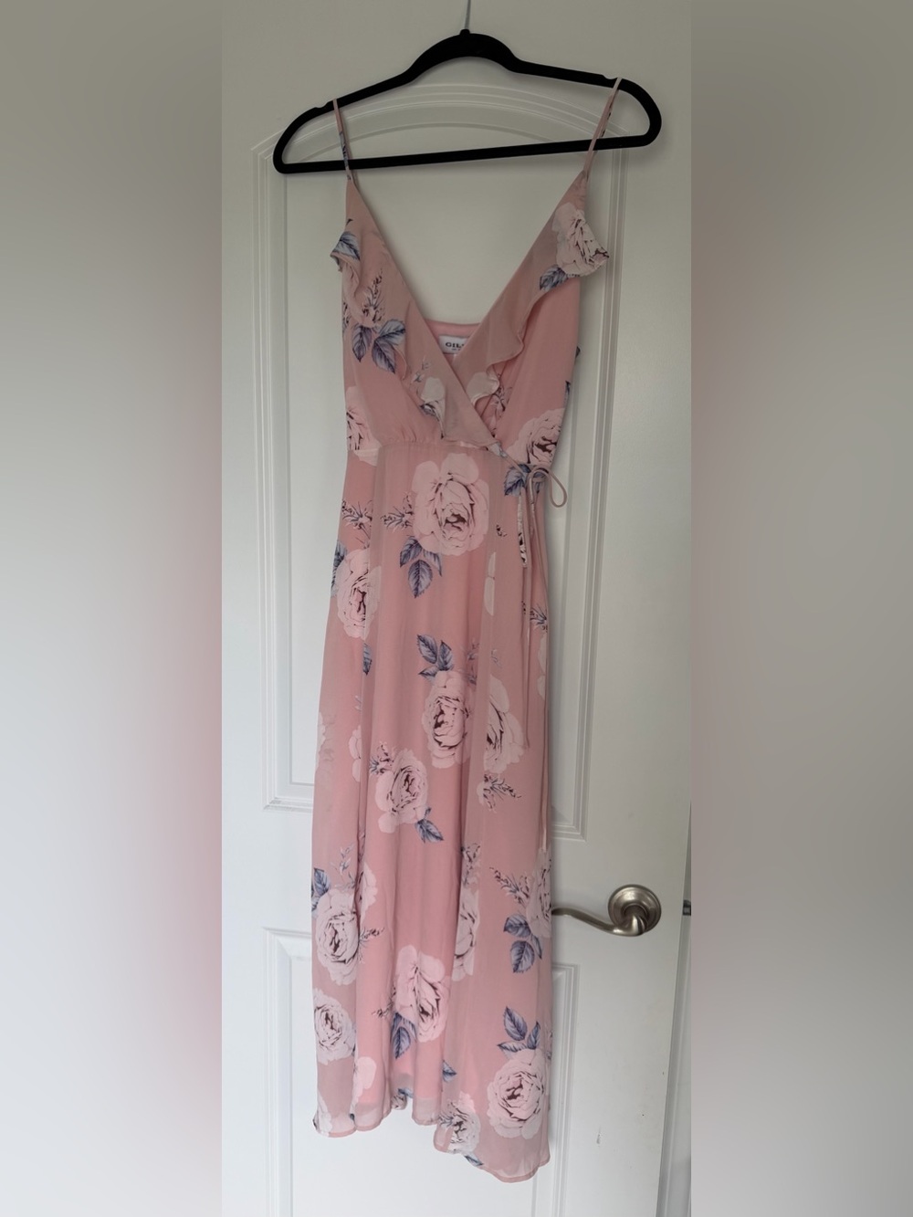 Gilli Tadanori Ruffled Floral Maxi Dress Pink & Blue Small NWT